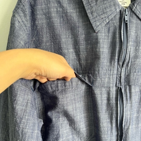 John Blair Blue Denim Full Zipper Long Sleeve Shirt Front Pockets Size XL Cotton - Picture 4 of 8